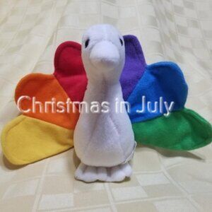 Vintage Advertising NBC Network Rainbow Peacock Plush Bean Bag Stuffed Toy 6"